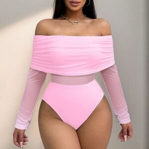 Zolique Off Shoulder Mesh Panel Bodysuit